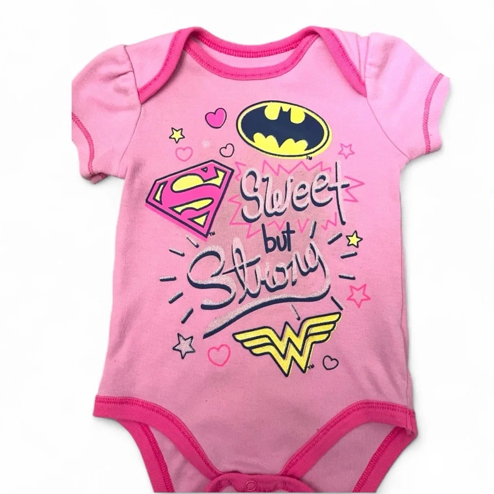 DC Comics Warner Bros Baby Girl Pink Superhero Onesie - Size 6/9 Months